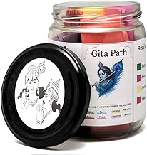 Gita Jar for Emotions – ISKCON geethaJar with 64 Inspirational Verses for Human Emotions – 8 Color-Coded Cards – Gita Jar in English – Bhagavad Gita Wisdom Gift