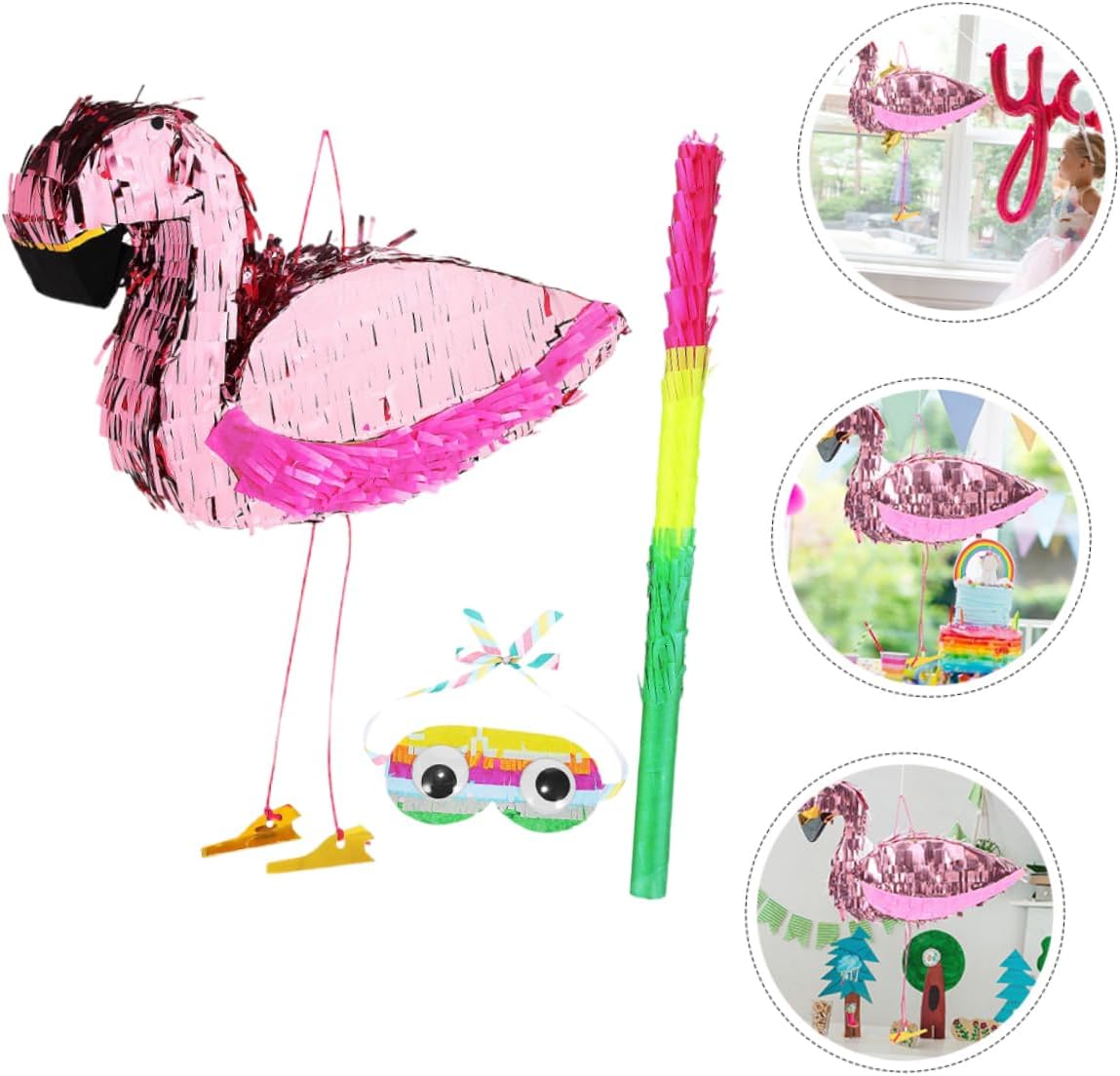 1set Flamingo Bundle Bat and Blindfold for Girls Birthday Parties Vibrant Tropical Theme Encourages Interactive Fun and Social Engagement for Memorable Celebrations