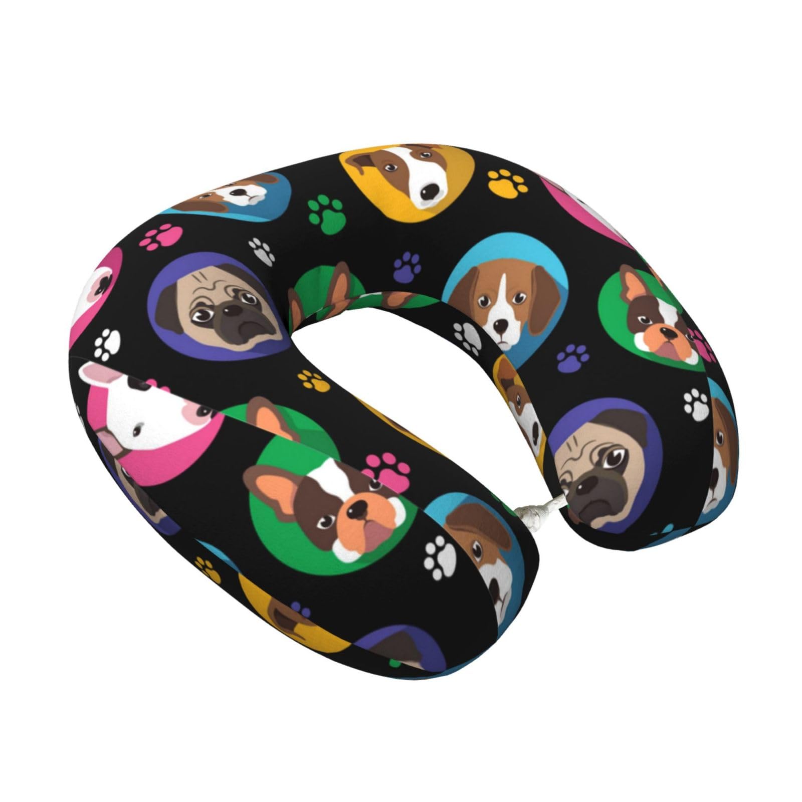 LKYMOH Dogs And Paws, Travel Neck Pillow U-Shaped Memory Neck Support Soft Comfortable With Washable Cover For Airplane Car Traveling and Office