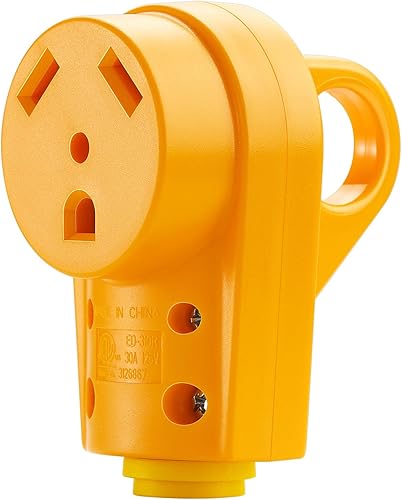 Kohree Enchufe RV Hembra de 30 Amperios, Receptáculo RV de Repuesto Resistente 125/250V, Enchufe NEMA TT-30R con Mango de Agarre Ergonómico para RV