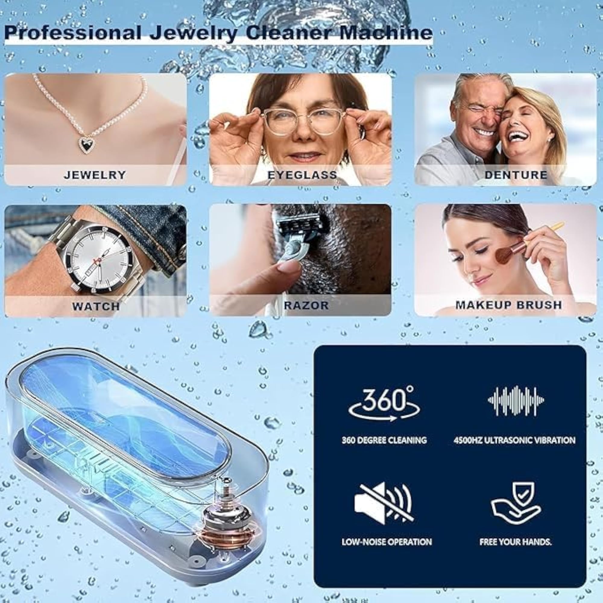 Premium Ultrasonic Cleaner Machine for Jewelry and Eyeglasses