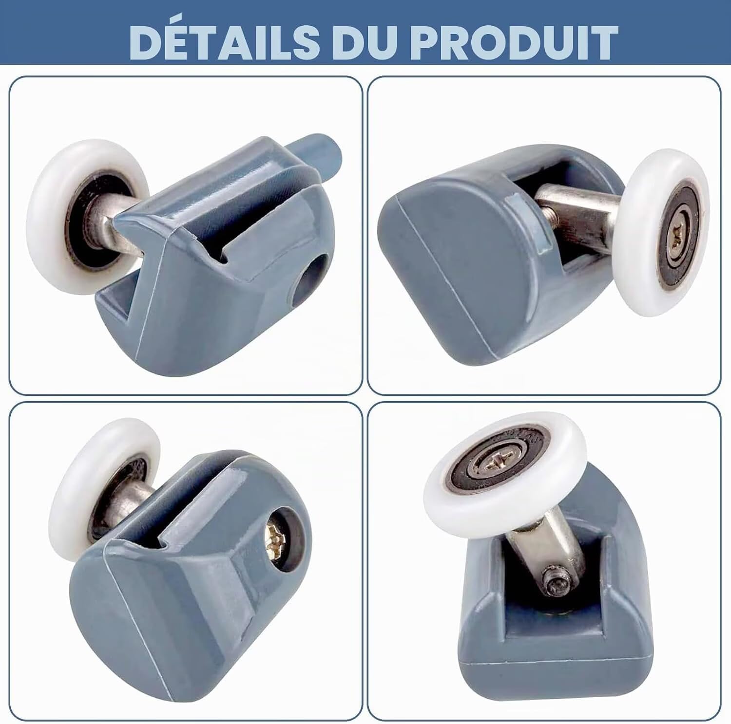 Zestaw rolek do drzwi prysznicowych 8 pojedynczych drzwi prysznicowych/kół/pasowych/prowadnic o średnicy 23 mm do domu łazienki DIY części zamienne (4 górne rolki i 4 dolne rolki)