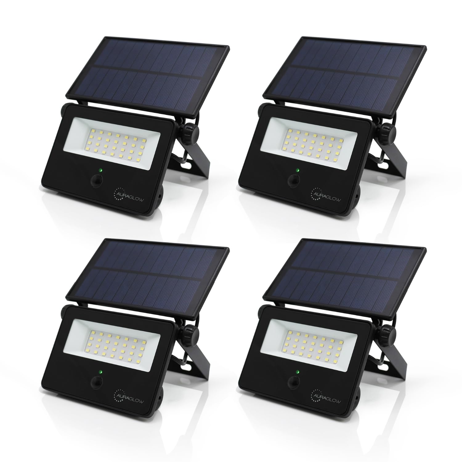 Auraglow Solar Security Flood Lights with PIR Motion Sensor, 4 Pack