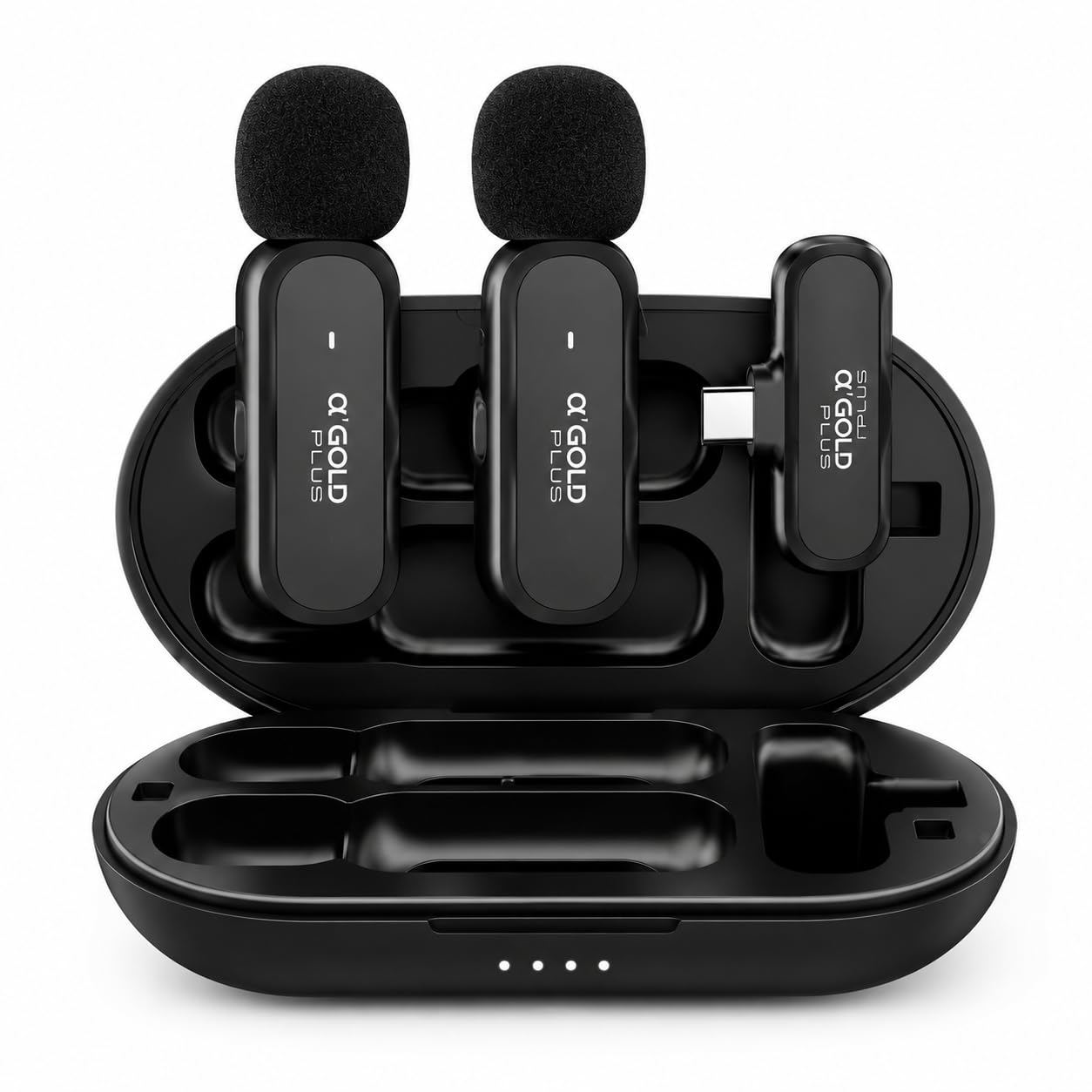 Kit 2 Microfones Lapela Sem Fio USB-C Lightning Redução de Ruído Plug and Play para