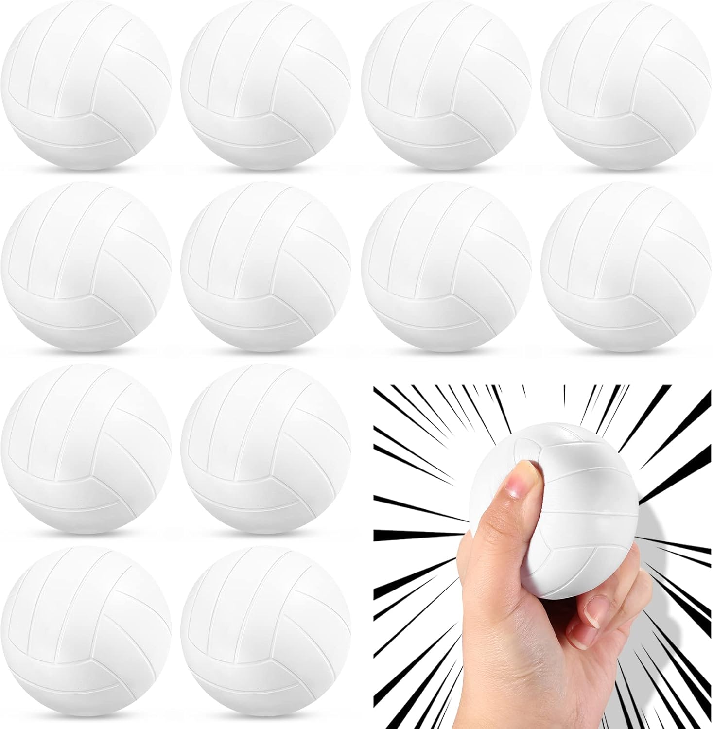 Civaner 30 Pcs Mini Volleyball Stress Balls Bulk 2.36 Inch Volleyball Team Gifts Party Favor Goodie Bag Stuffers Small Foam Sports Balls Throw to Crowd for Kids Stress Relief Games Toys (White)