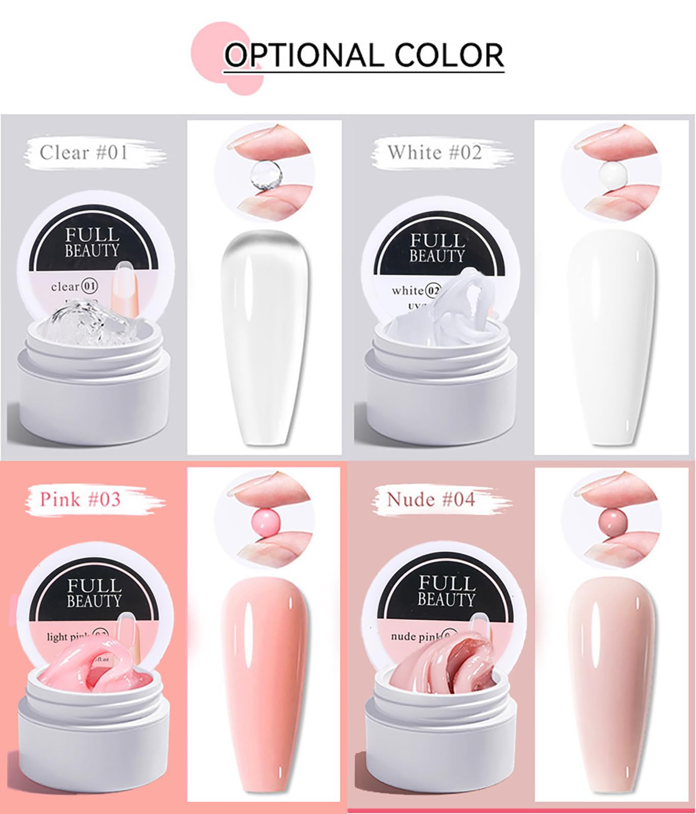 Builder Gel Unghie-4 * 15ml Builder Nails Gel Ricostruzione Unghie, Gel Unghie Ricostruzione Professionale, Adatto per Principianti e Professionisti, Builder Gel Unghie - Gel UV LED