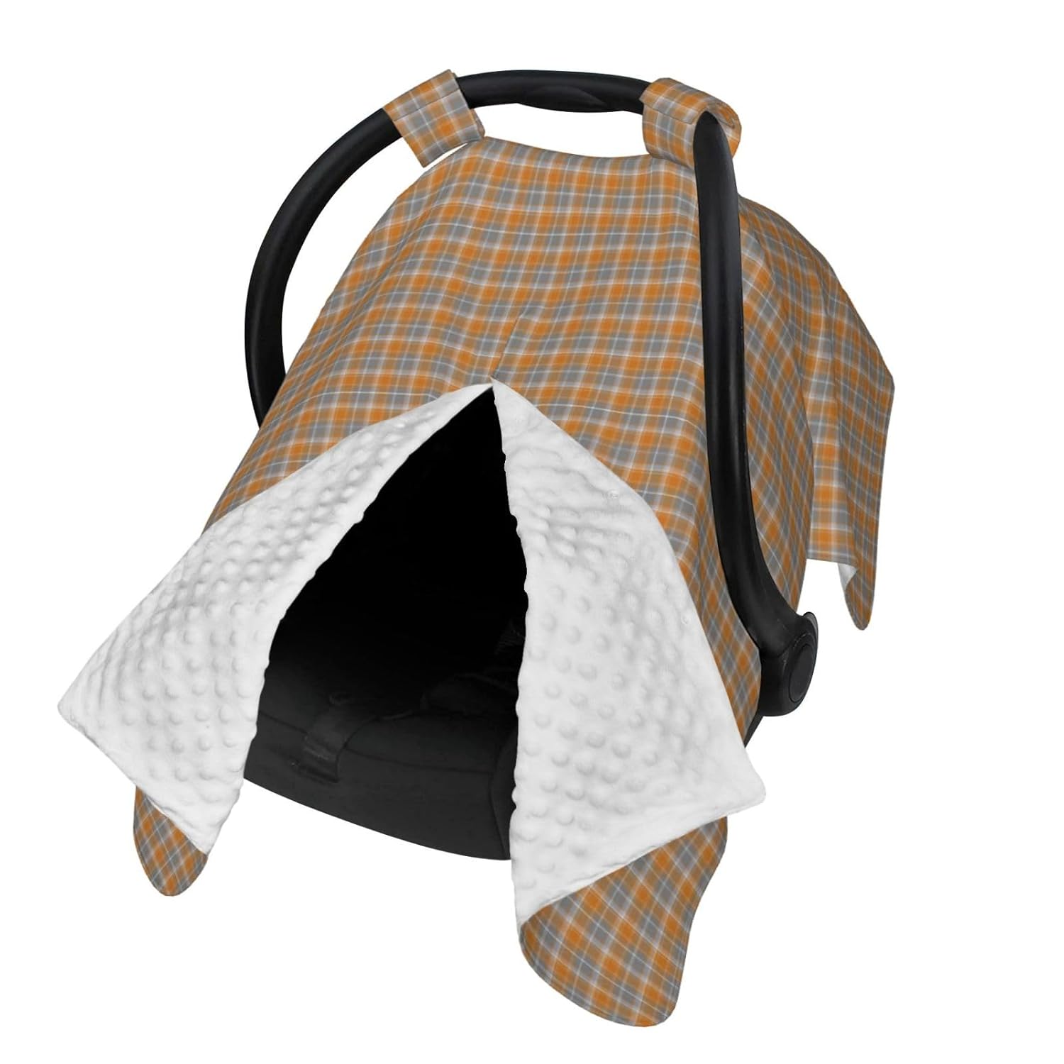 Grey Ochre Tartan Plaid Baby Car Seat Cover & Breastfeeding Nursing Cover - Breathable Stretch Fabric Multi-Use Nursing Cover for Breastfeeding