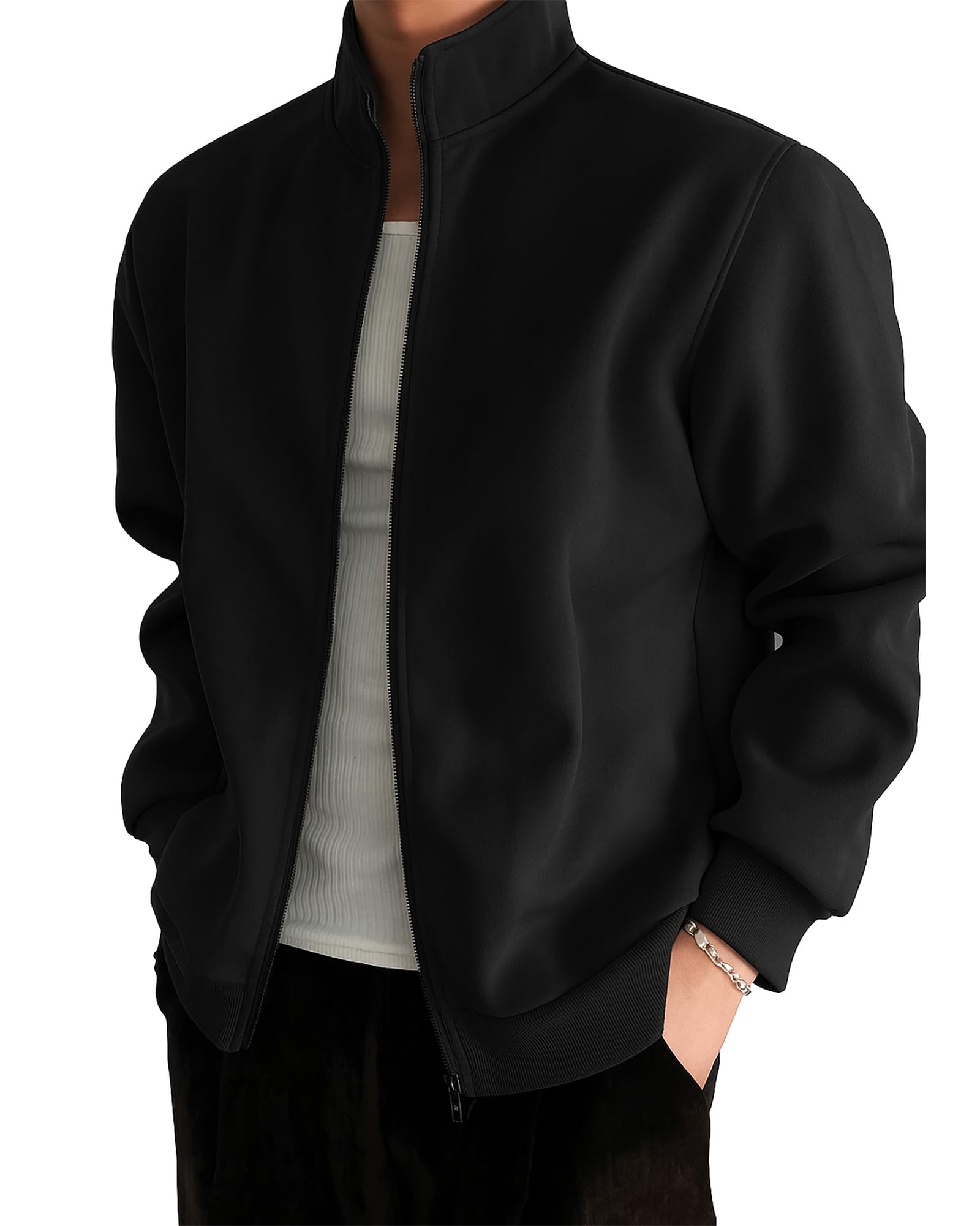 Men’s Stylish Front Zip Sweatshirt Full Zip Pullover for Casual Wear, Warm Fleece Winter Sweatshirt, Trendy Streetwear Lightweight Casual Wear Hoodies