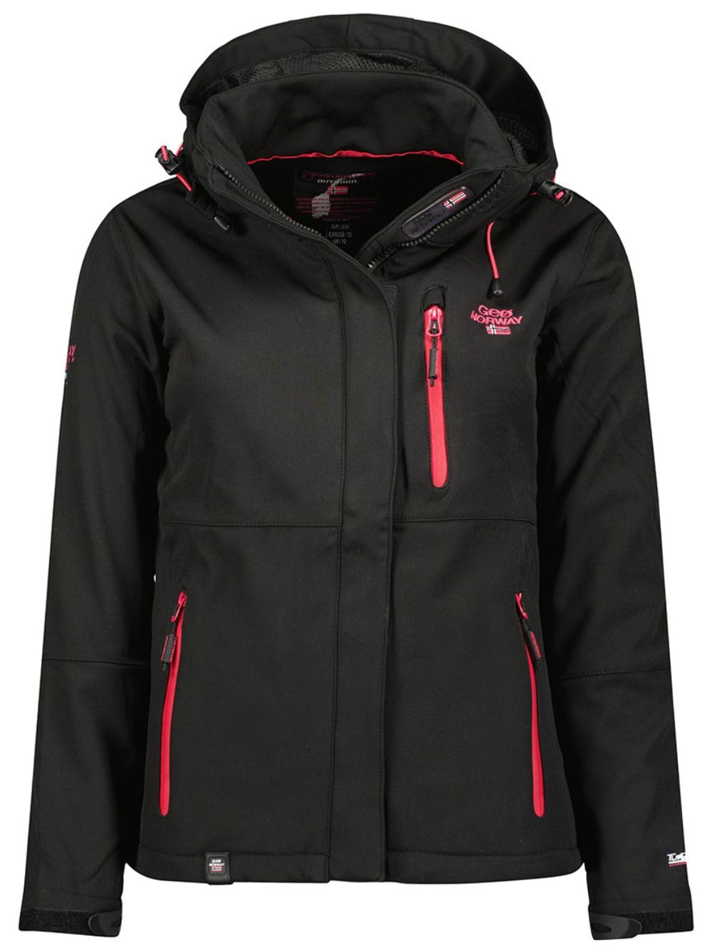 Geographical Norway Touna Lady - Veste Softshell Femme Impermeable - Jacket À Capuche Outdoor - Blouson Coupe Vent Resistant Hiver