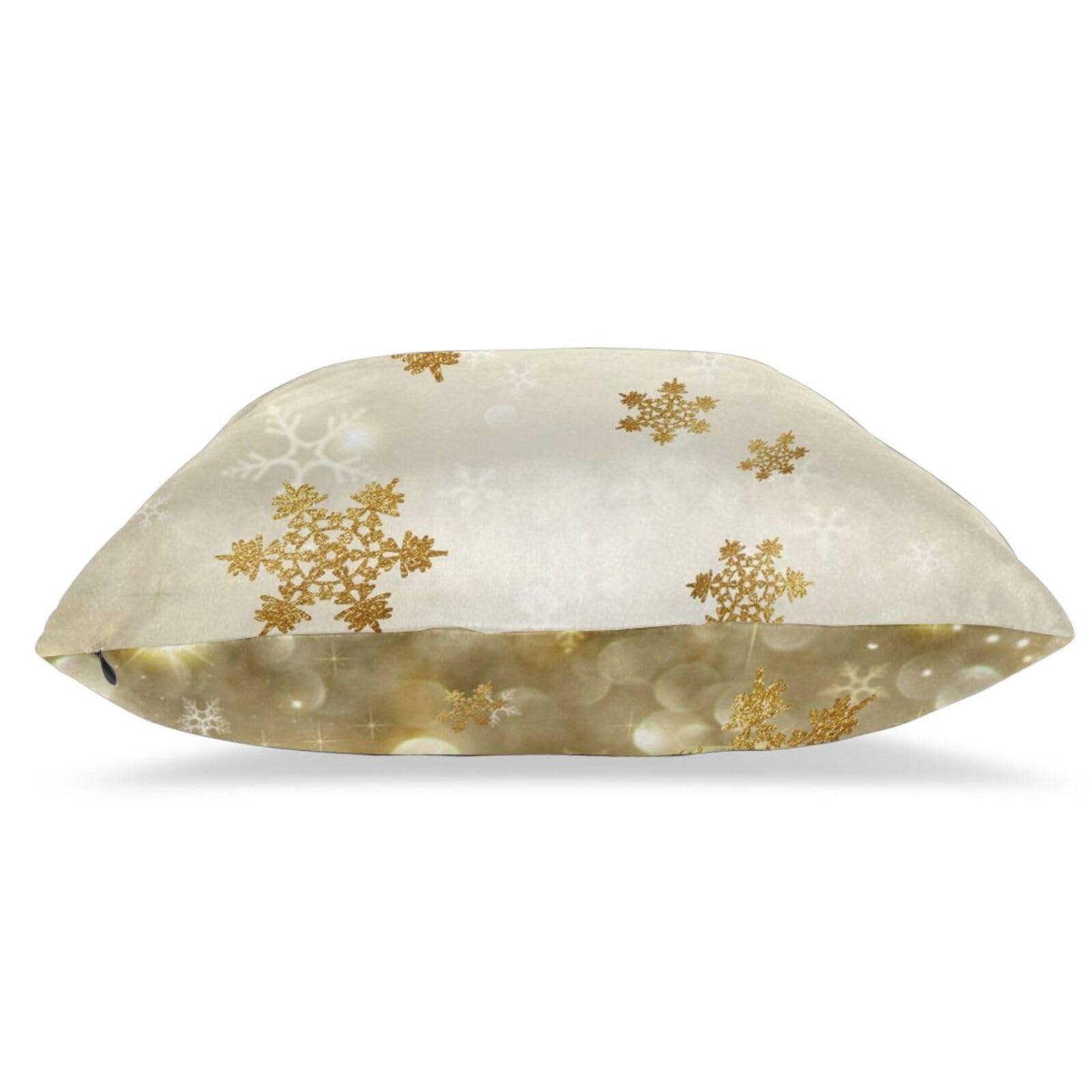 Set di 2 federe decorative in seta dorata con stampa natalizia