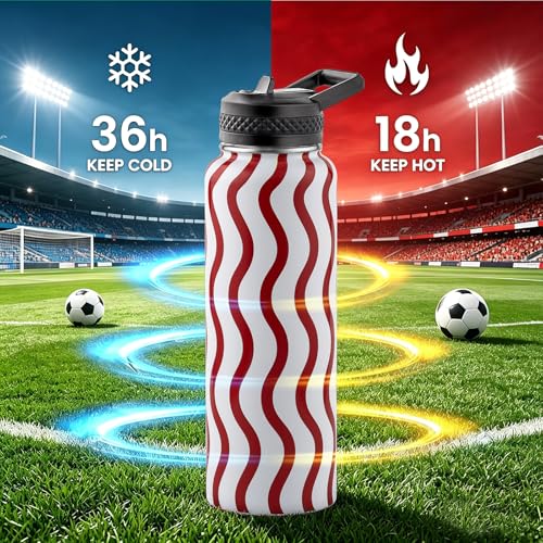 Image of RAYMYLO 2026 Soccer Biggest Event Edition Insulated Water Bottle 40 oz, Nation Flag Design, Best Souvenir & Gift for World Soccer Lover, Vacuum Stainless Steel (Cold for 36Hrs), Leak Proof & Non-BPA