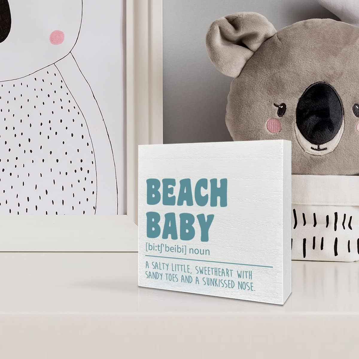 Beach Nursery Room Wooden Box Sign, A Salty Little Sweetheart, Inspirational Nursery Bedroom Desk Decor, Motivational Kids Room Nursery Decoration, Nursery Baby Shower Gifts for Newborn Baby Boys