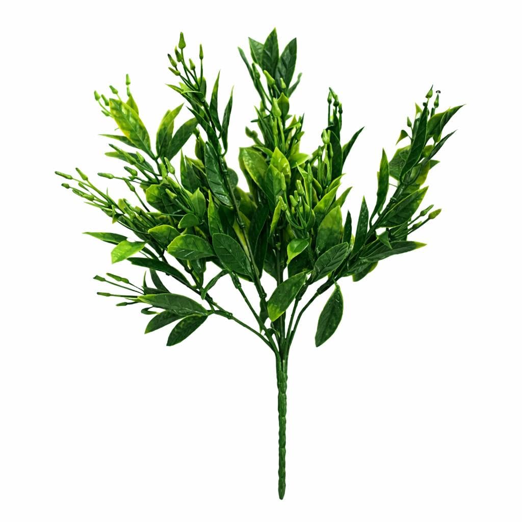 32cm Artificial Green Foliage Spray Stem Faux Leafy Decorative Greenery