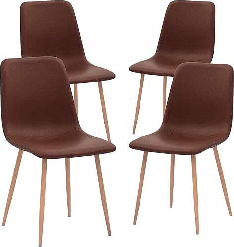 Miniatura 4 de CangLong Asiento de cojín de poliuretano para cocina, sillas laterales modernas de mediados de siglo con patas de metal, juego de 4, respaldo