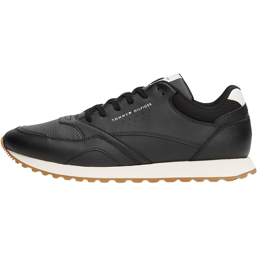 Tommy Hilfiger Uomo Sneakers Running New Eva in Pelle, Nero (Black), 44