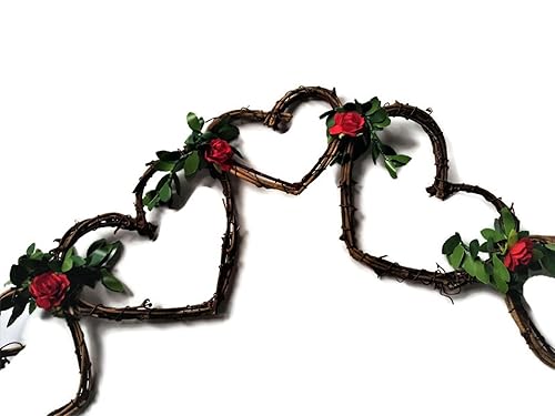 Rustic Vine Garland in Hearts and Roses - Choose Length - Valentine's Decor, Wedding Reception Decoration