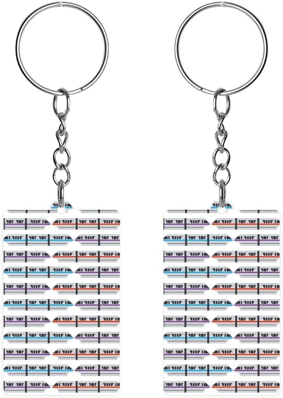 Monorail Train Key Chains Double Sided Acrylic KeyChain Backpack Pendant Fashion Family Keychain Car Key Chains for Men And Women