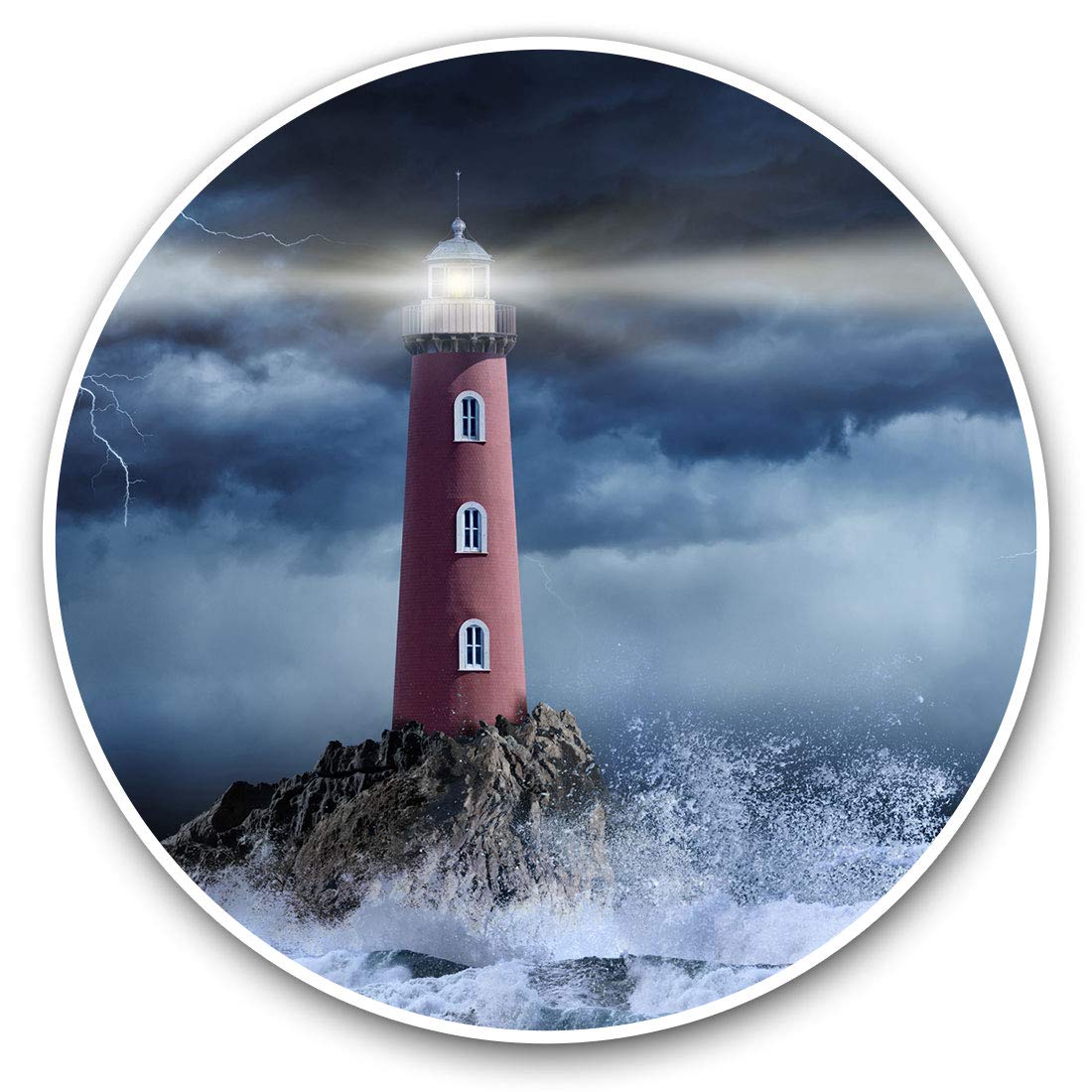 Vinyl Stickers (Set of 2) 7.5cm - Stormy Seas Lighthouse Sea Wave #12312
