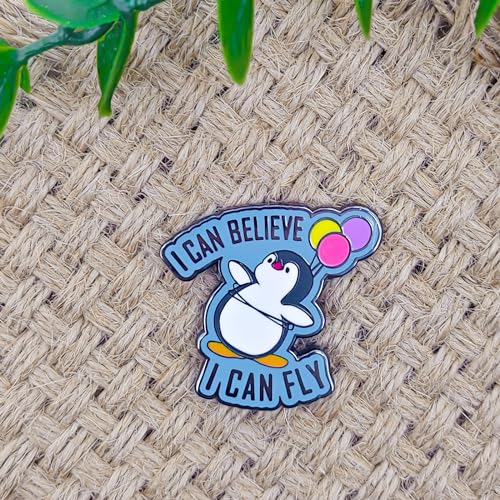 Image of Cute Penguin Soaring with Balloons Pin - Animal World Series | Premium Enamel Pin - Statement Lapel Pin - Plated Badge for Clothing, Bags, Hats, Jackets, and Lanyards
