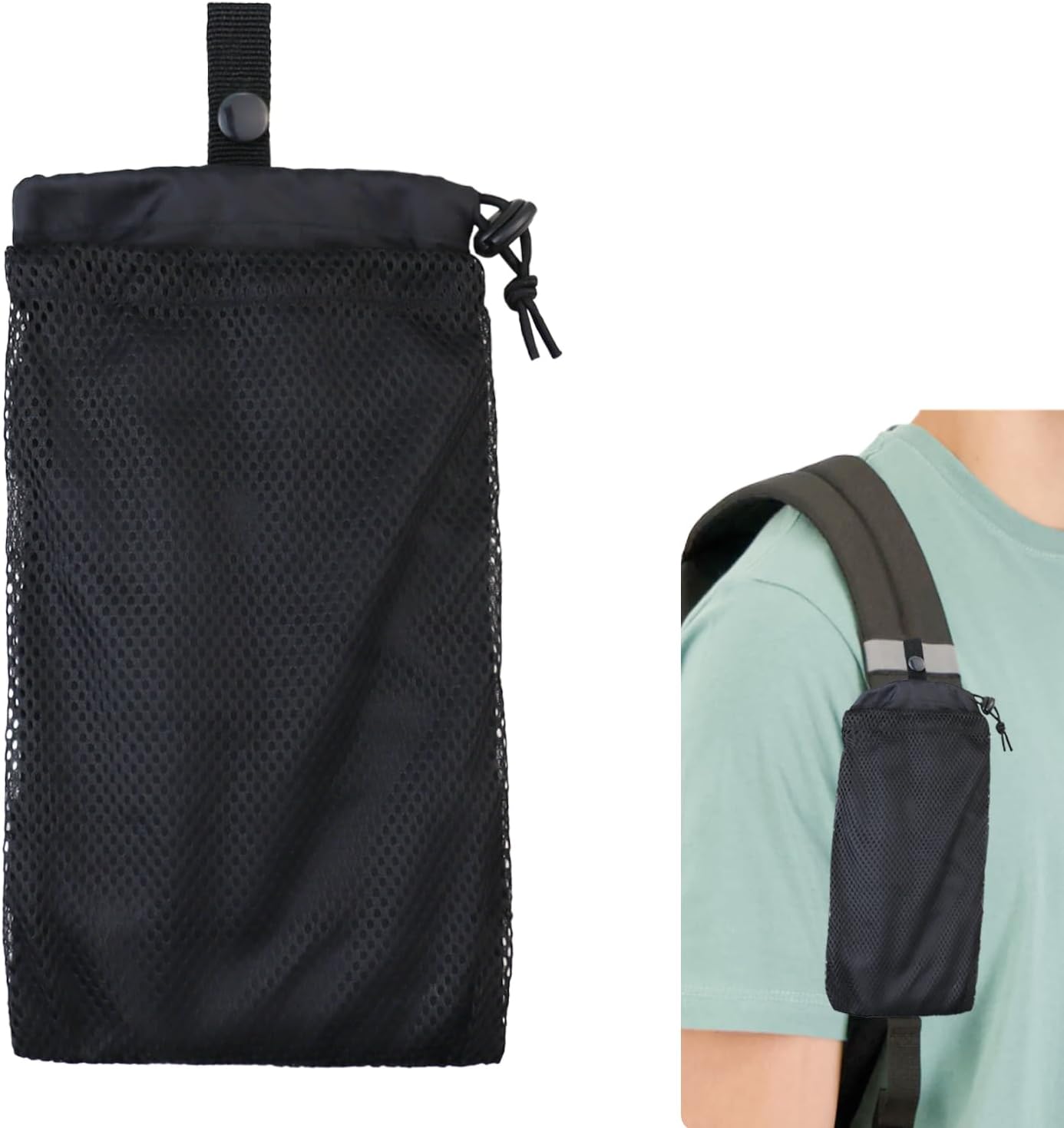 Backpack Shoulder Strap Pouch Ultralight, Phone Holder for Backpack Strap Water-Resistant Front Pouch for Cellphone Snack Easy Access for Outdoor
