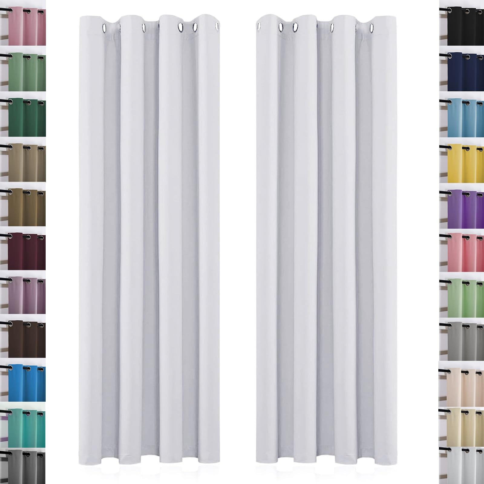 Rideau Occultant Salon Ambiance Cosy Rideaux Opaques Blancs 100x240cm avec Doublure