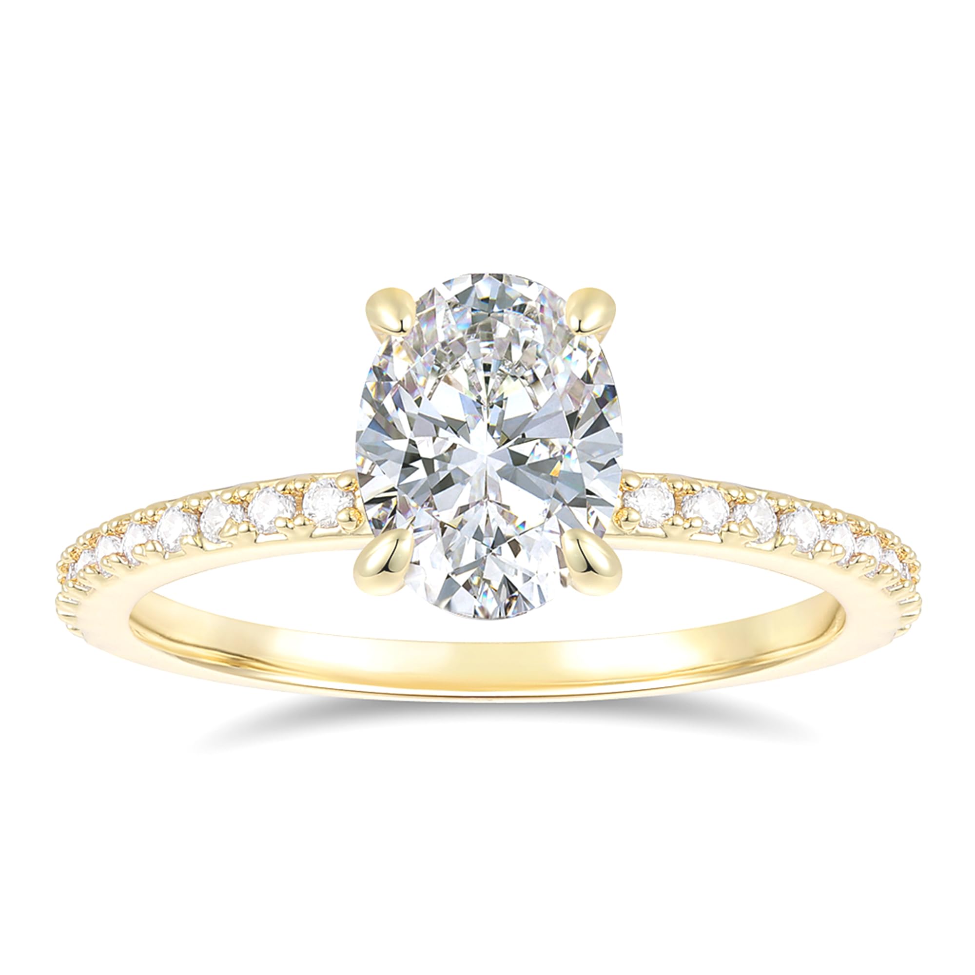 14K Gold Moissanite Engagement Ring 1.5 Carat Oval Cut Moissanite Rings 14K Hidden Halo Moissanite Engagement Ring for Women