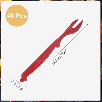 Sourcingmap 40Pcs Crab Leg Crackers, Crab Crackers Forks/Picks Bulk for Lobster, Crab, Crawfish, Prawns and Shrimp Seafood Easy Opener Shellfish Picks Knife (Red)