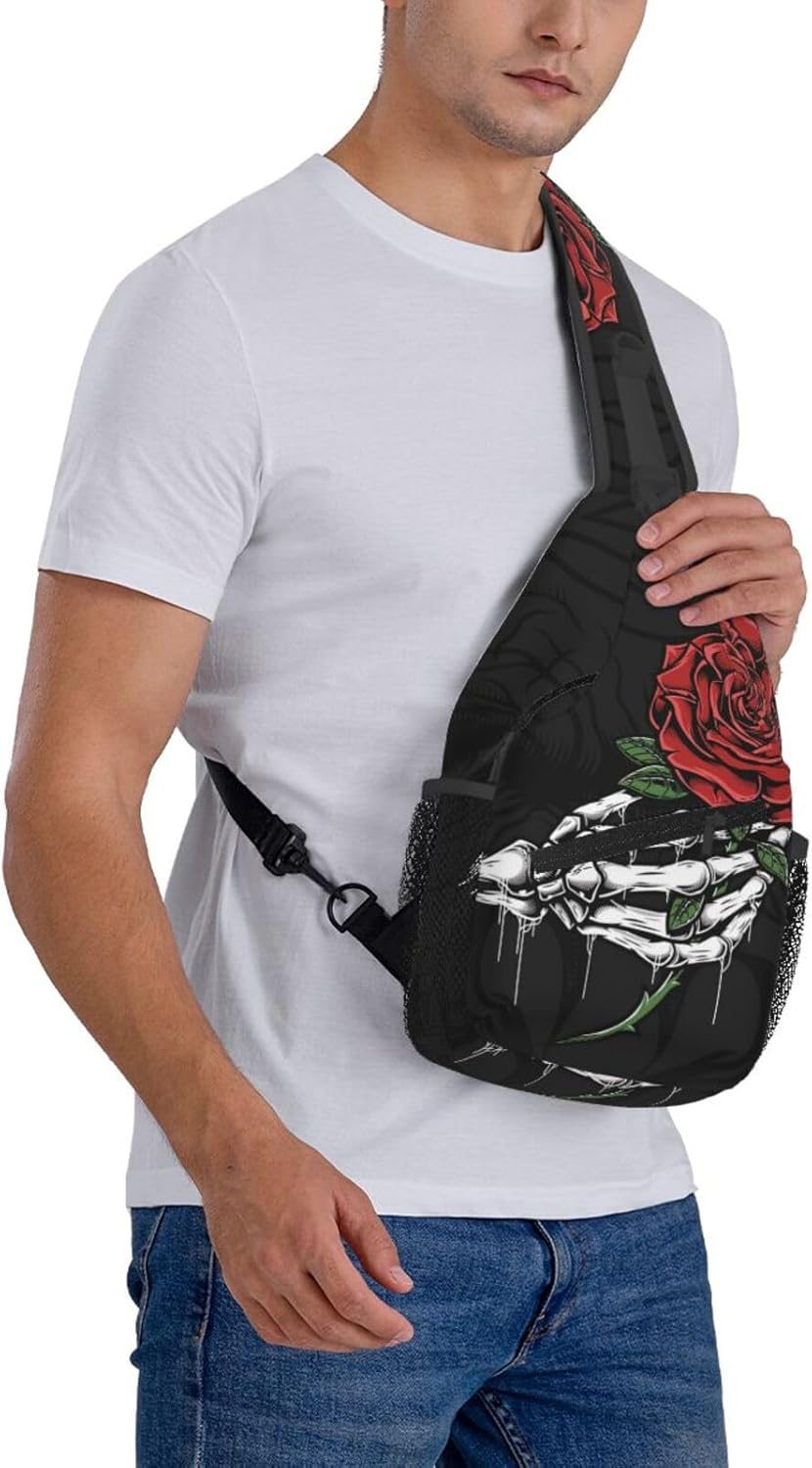 Skull Sling Backpack Chest Bag Crossbody Shoulder Bag Gym Cycling Travel Hiking Daypack For Men Women - Image 8