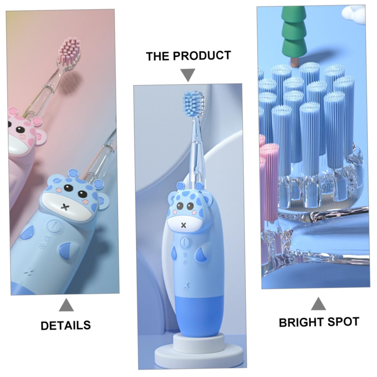 Cepillo de Dientes Eléctrico Infantil Sónico 1 Set Frecuencia Ajustable y Diseño, Adecuado para Cuidado Dental Seguro y Eficaz para Niños y Bebés