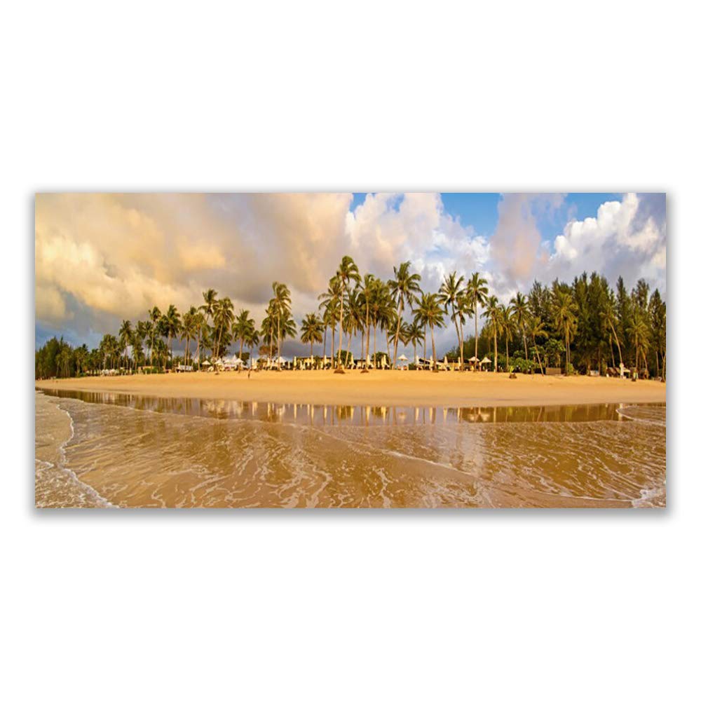 Tableau acrylique 140x70cm paysage de plage pour habiller un grand mur