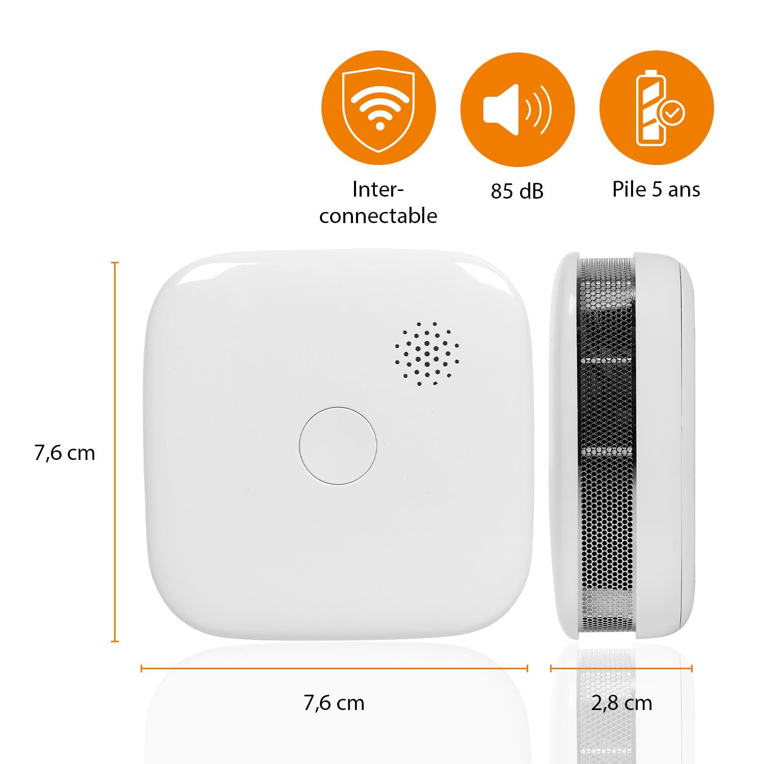 Smartwares Détecteurs de Fumée interconnectables - Lot de 2 - Jumelez jusqu'à 24 détecteurs Entre eux - Pile 5 Ans - Capteur Optique - Indicateur Lumineux - Bouton de Test/Silencieux - FSM-11652