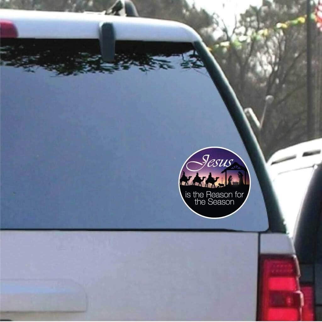 VictoryStore Christmas Bundle Jesus Is the Reason for the Season Yard Sign, Car Decal & Can Cooler | 2-Sided Outdoor Lawn Sign with Stakes, Waterproof Holiday Decorations, Christian Décor