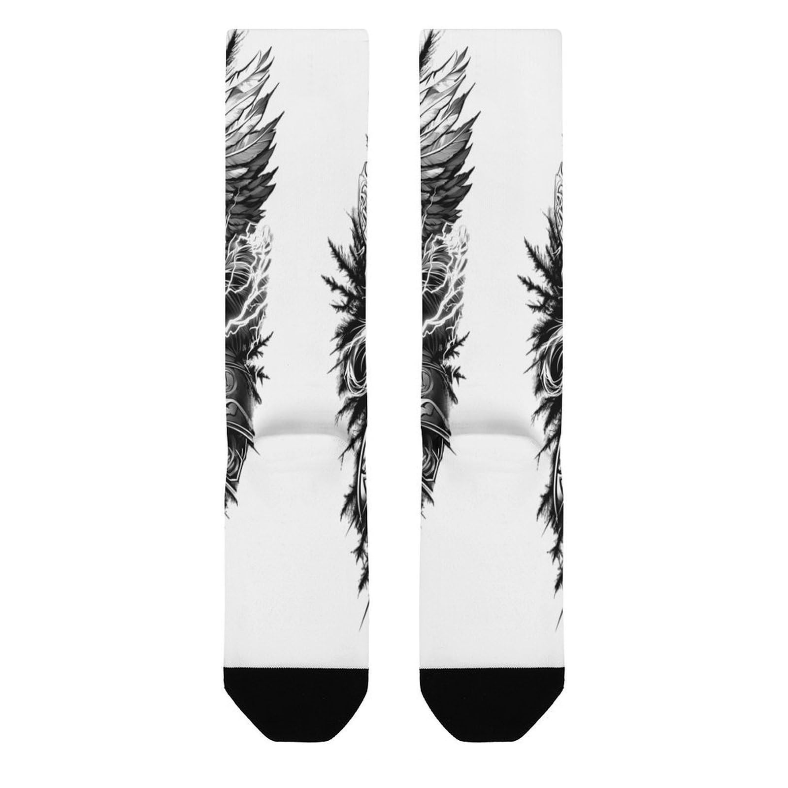Calzini Vichinghi Unisex, Stampa Lupo Valkyrie e Vegvisir, Casual, Comodi e Traspiranti