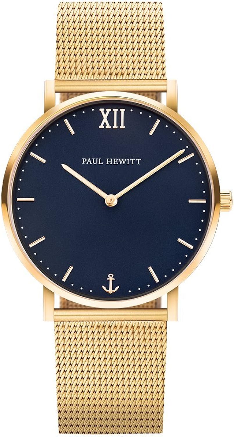 Paul Hewitt Orologio unisex acciaio Sailor Line Blue Lagoon - Orologio da polso donna e uomo (dorato), Orologio elegante donna con quadrante blu e cinturino in maglia a rete dacciaio dorato Paul Hewitt Orologio unisex acciaio Sailor Line Blue Lagoon - Orologio da polso donna e uomo (dorato), Orologio elegante donna con quadrante blu e cinturino in maglia a rete dacciaio dorato