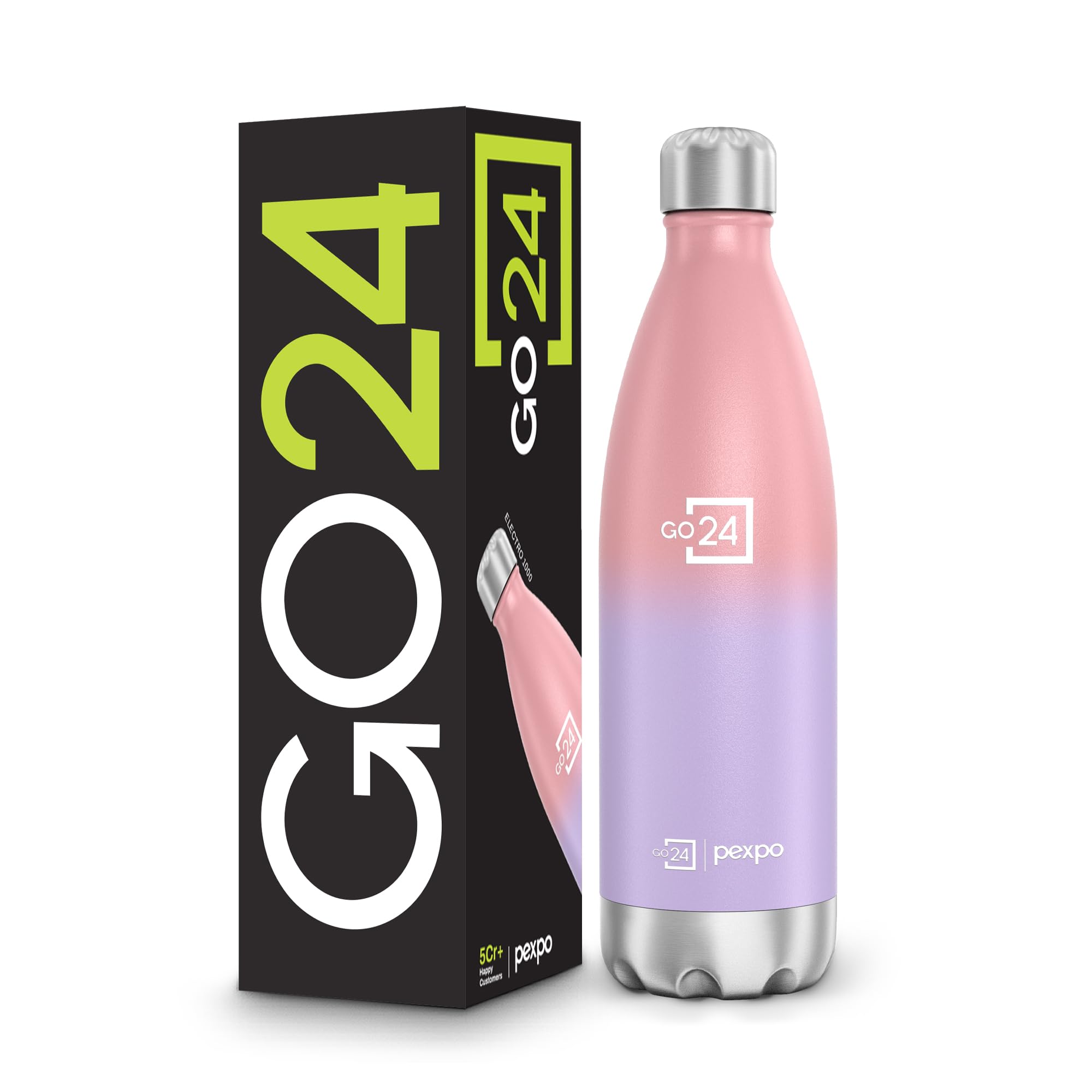 Go24 pexpo Stainless Steel Water Bottle Electro Pink-Purple Ombre 980ml