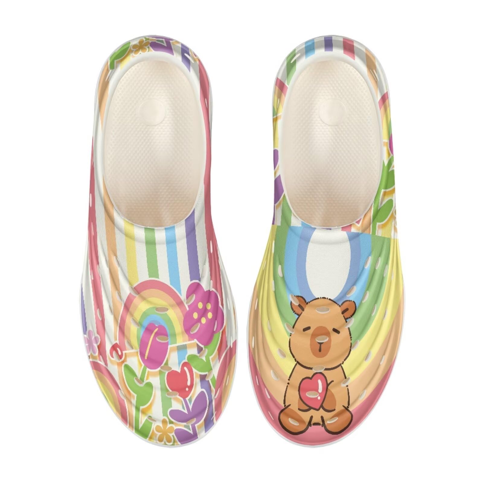Pointodoor Capybara Rainbow Water Shoes for Kids Quick Dry Swim Beach Sneakers Non Slip Boys Girls Clogs Garden Shoes with Capybara Print