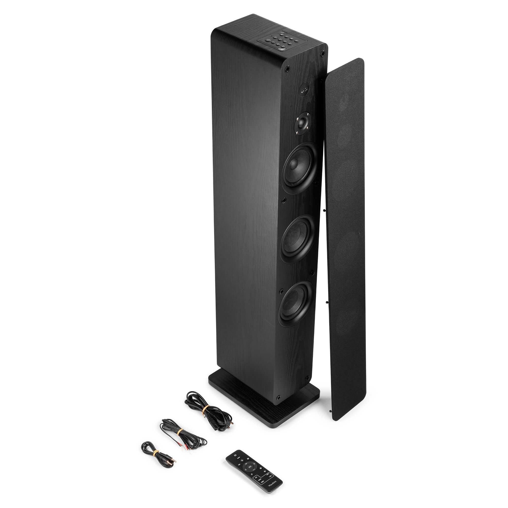 Audizio Arco – Altoparlante attivo con Bluetooth 5.4 – 160 Watt, impianto musicale e sistema audio home cinema, luce LED – USB, AUX, Optical, con telecomando – TWS – Nero