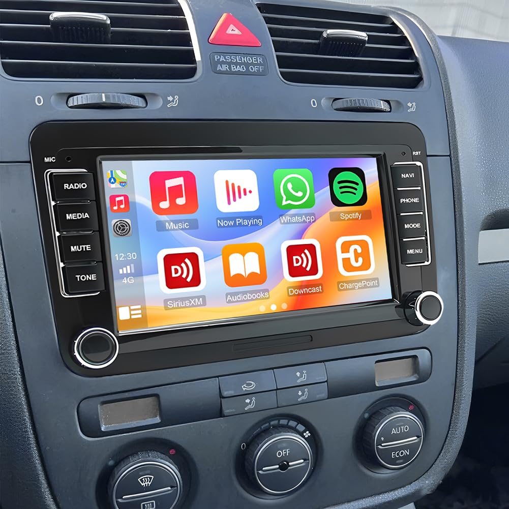 Android 14 2 DIN Autoradio Für VW GOLF 5 6 Plus Touran Polo Caddy EOS mit kabellosem Carplay Android Auto Doppel Din Radio 7 Zoll Touchscreen mit GPS Navi WiFi Bluetooth RDS FM Mikrofon Rückfahrkamera