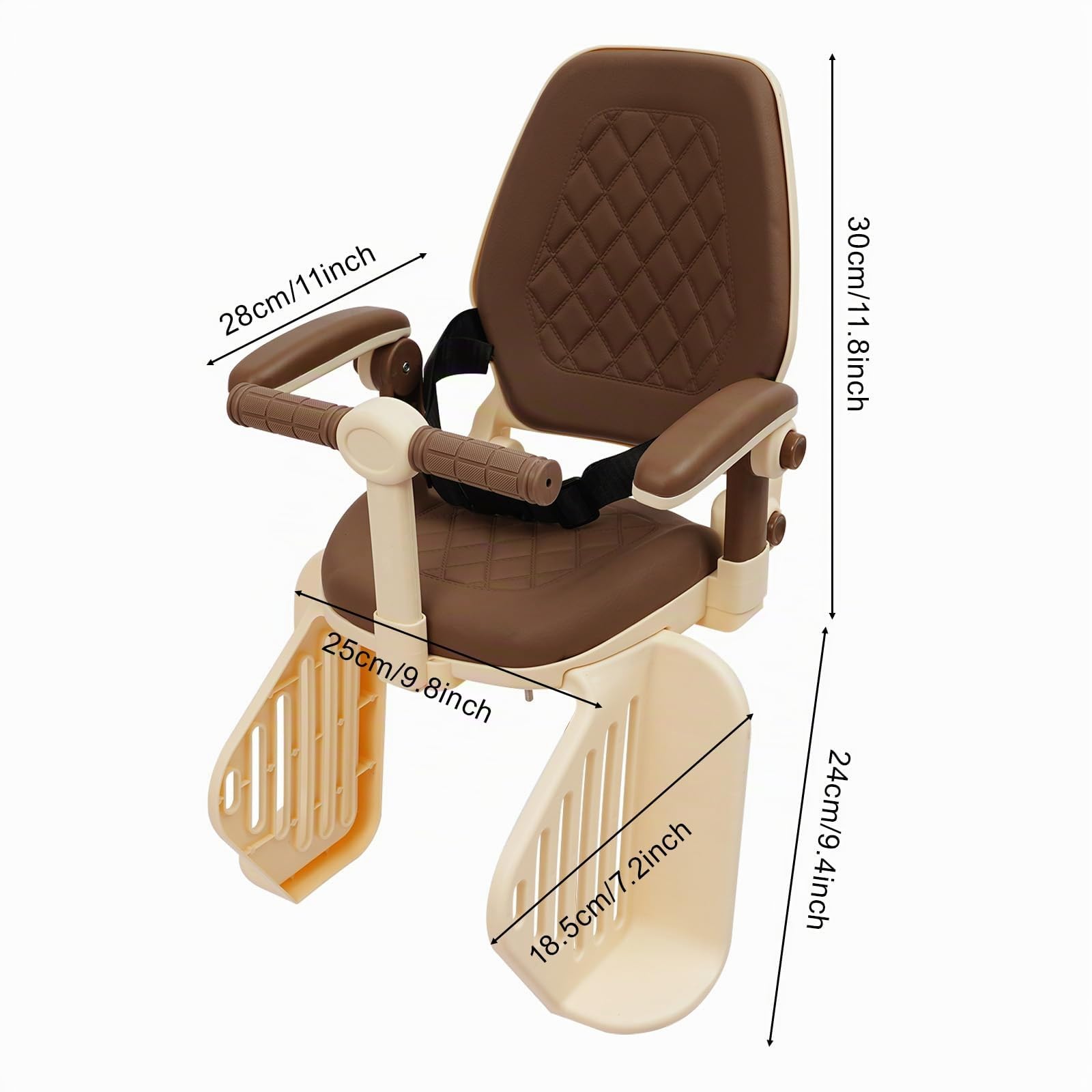 Seggiolino per bicicletta, montaggio posteriore, 50 kg, con cinture di sicurezza, poggiapiedi e braccioli rimovibili, per bici da città e altre biciclette con sedile posteriore.