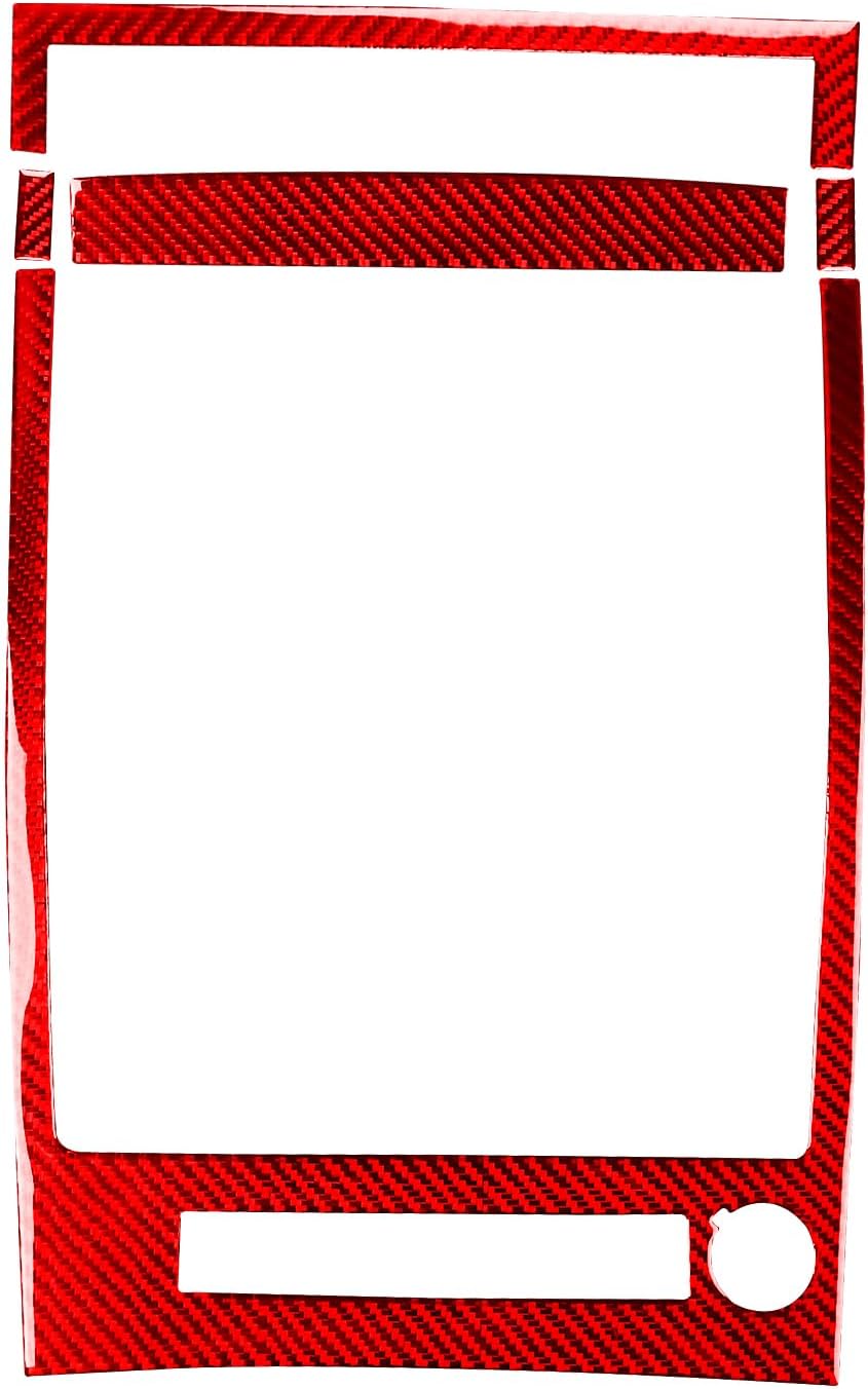 Car Dashboard Central Multimedia Control Panel Surround Frame Trim Sticker Compatible with Jeep Liberty(KK) 2008 2009 2010 2011 2012 Real Carbon Fiber Auto Interior Accessories Bright Red