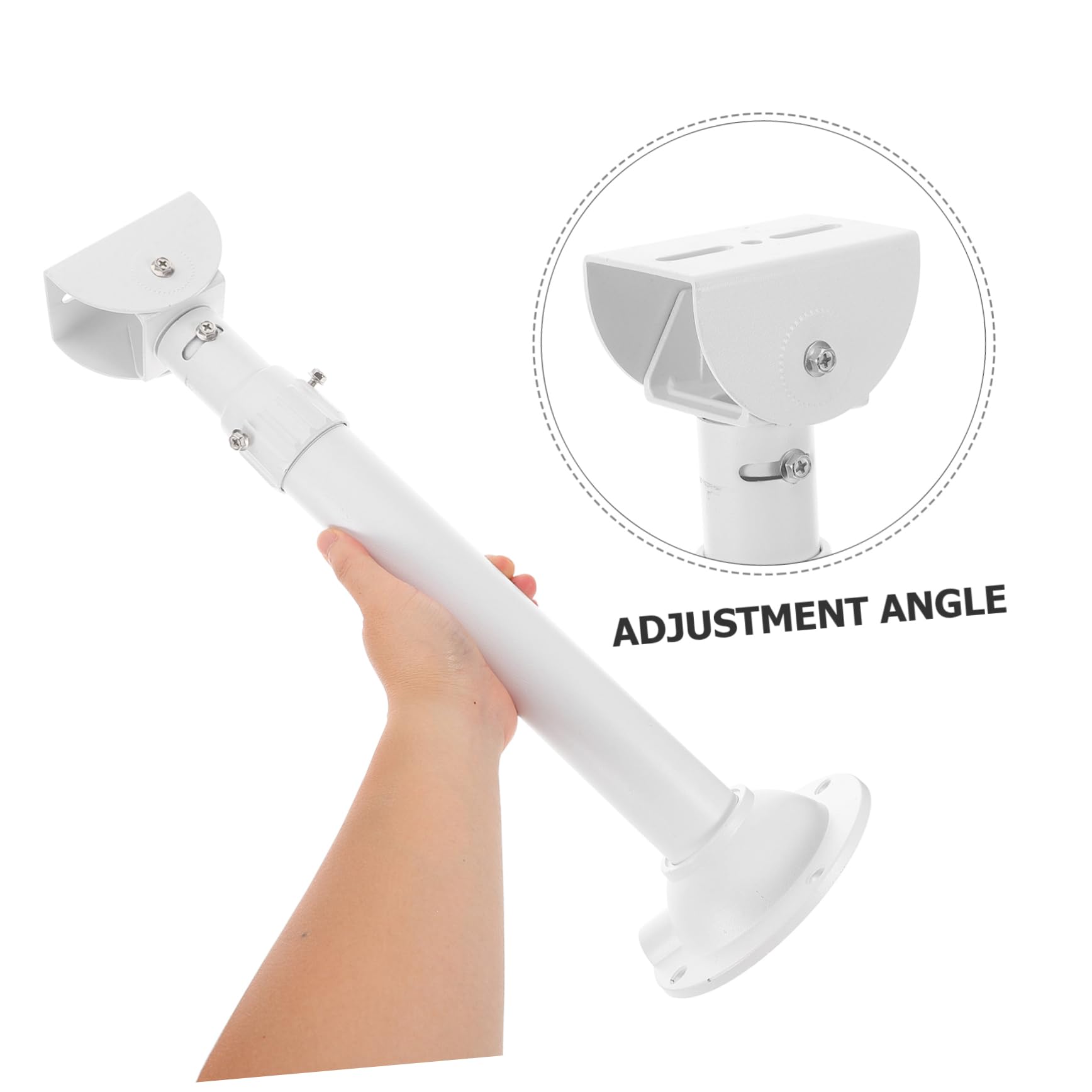 Supporto per Telecamera di Sorveglianza in Lega di Alluminio Bianco, Staffa Estensibile Rotazione 360° e 90°, Montaggio Facile per Interni ed Esterni