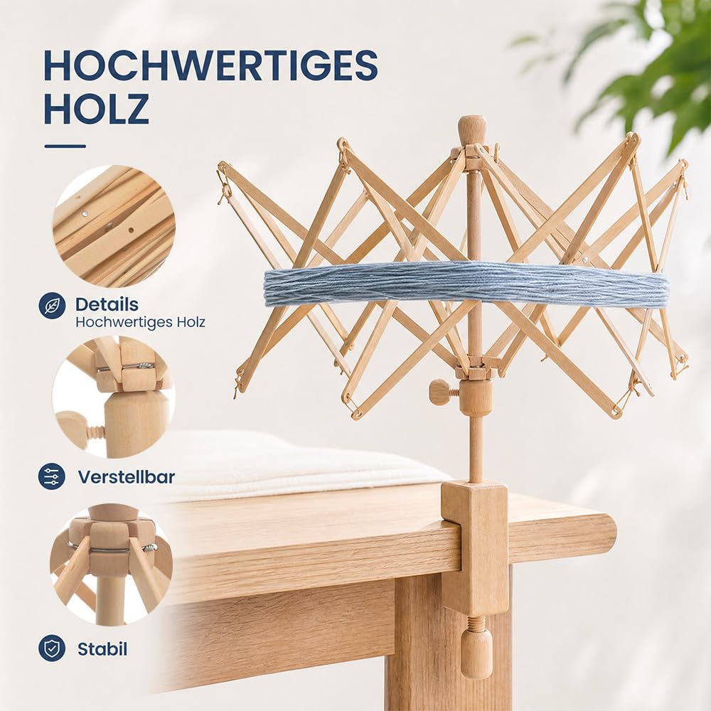 Wollwickler Holz, Wollaufwickler, Wollhaspel, Aufziehen und Kleckereien Zubehör, Yarn Winder, Garnwickler für Wolle