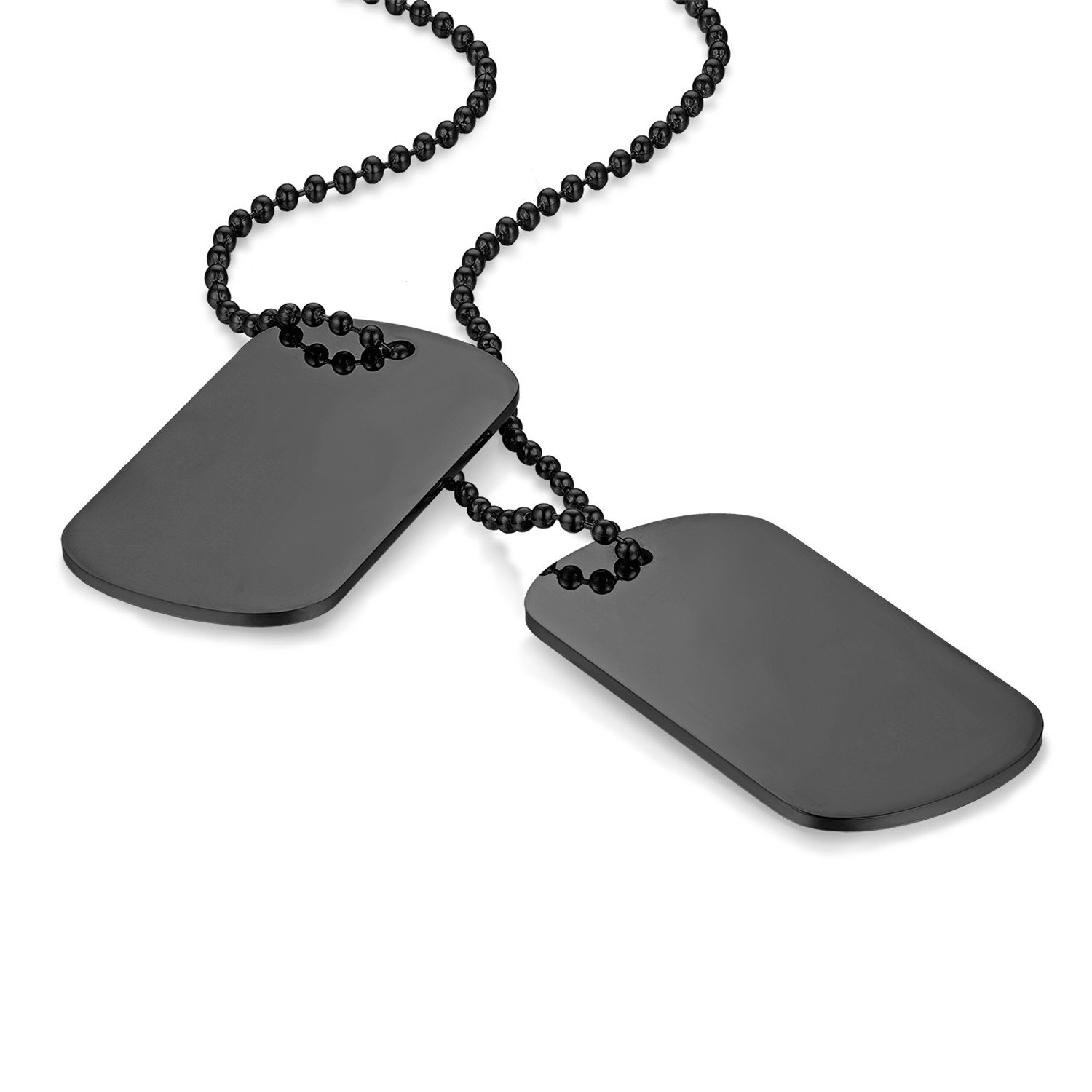 FlongoPlaca de Colgante grabada Placa Militar Acero Inoxidable, Collar de Hombre Personalizado, Dog Tag Colgantes Dobles de Ejercito, Plata/Negro/Dorado (Negro2)