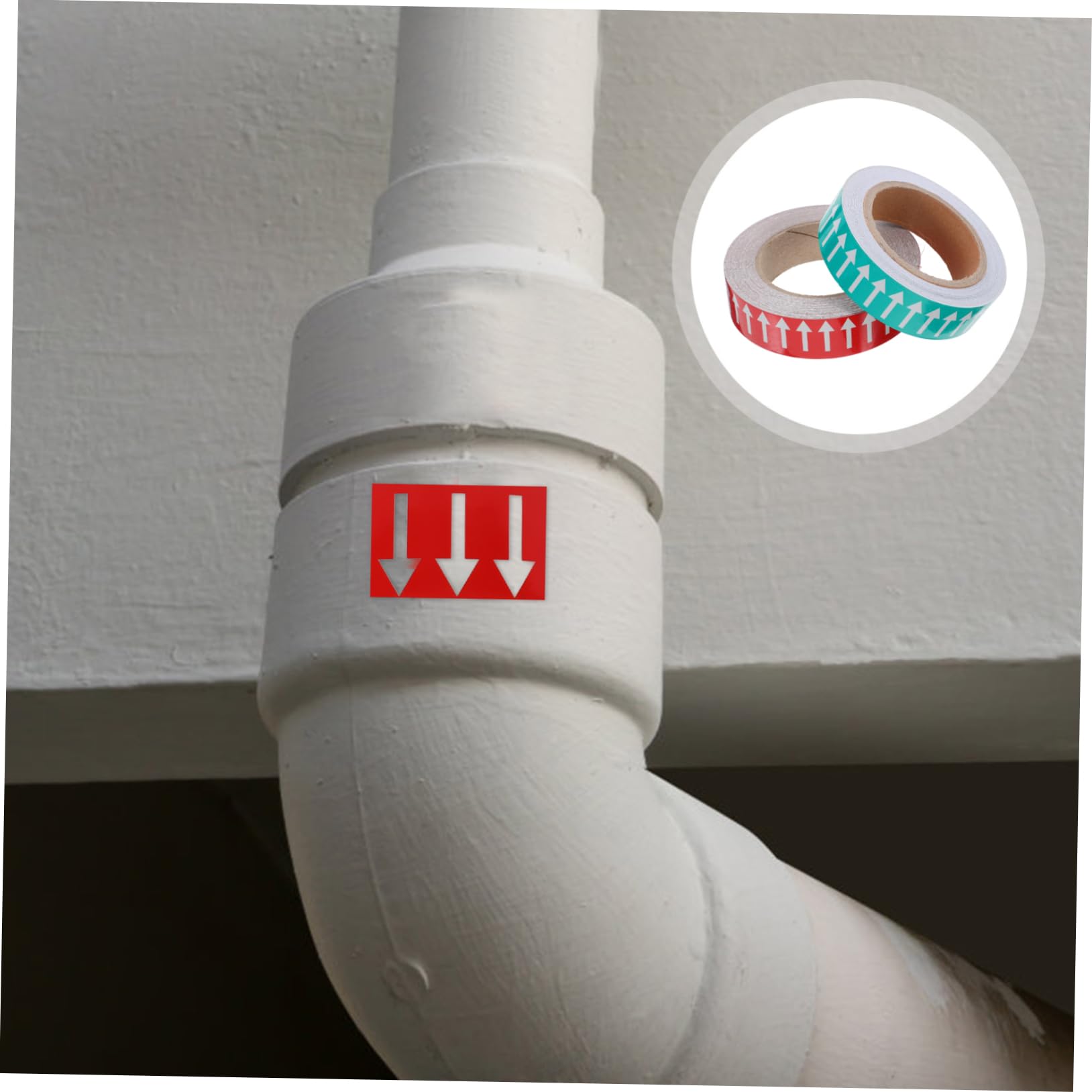 SOLUSTRE Cinta Adhesiva Reflectante Para Tuberías 30mm x 20m, Pegatinas De Flechas Autoadhesivas Rojo y Verde, 2 Rollos Para Señalización Direccional y Seguridad Uso Industrial