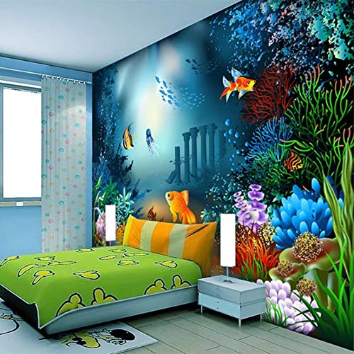 Fototapety Złota Ryba Pod Morzem Ściana 3D Tapety Włóknina Woven Wall Decor Wall Decor Nowoczesne Fototapety Zdjęcie 350 cm × 256 cm (szer. x wys.)
