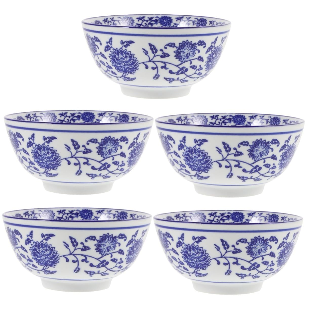 PRETYZOOM 5 Piezas cuenco de porcelana azul y white ensaladera tazón de sopa reutilizable tazón de postre de cereales Tazón de comida de cerámica contenedor de ensalada tazón de cerámica