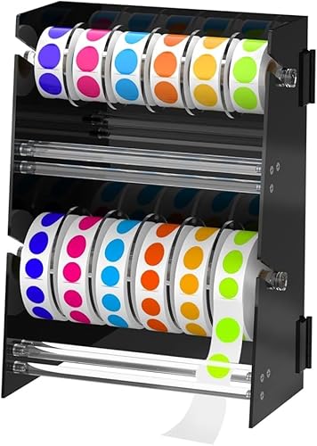 Dispenser porta etichette adesive: porta etichette adesive a doppio strato, dispenser regolabile per etichette per rotoli di adesivo (nero)