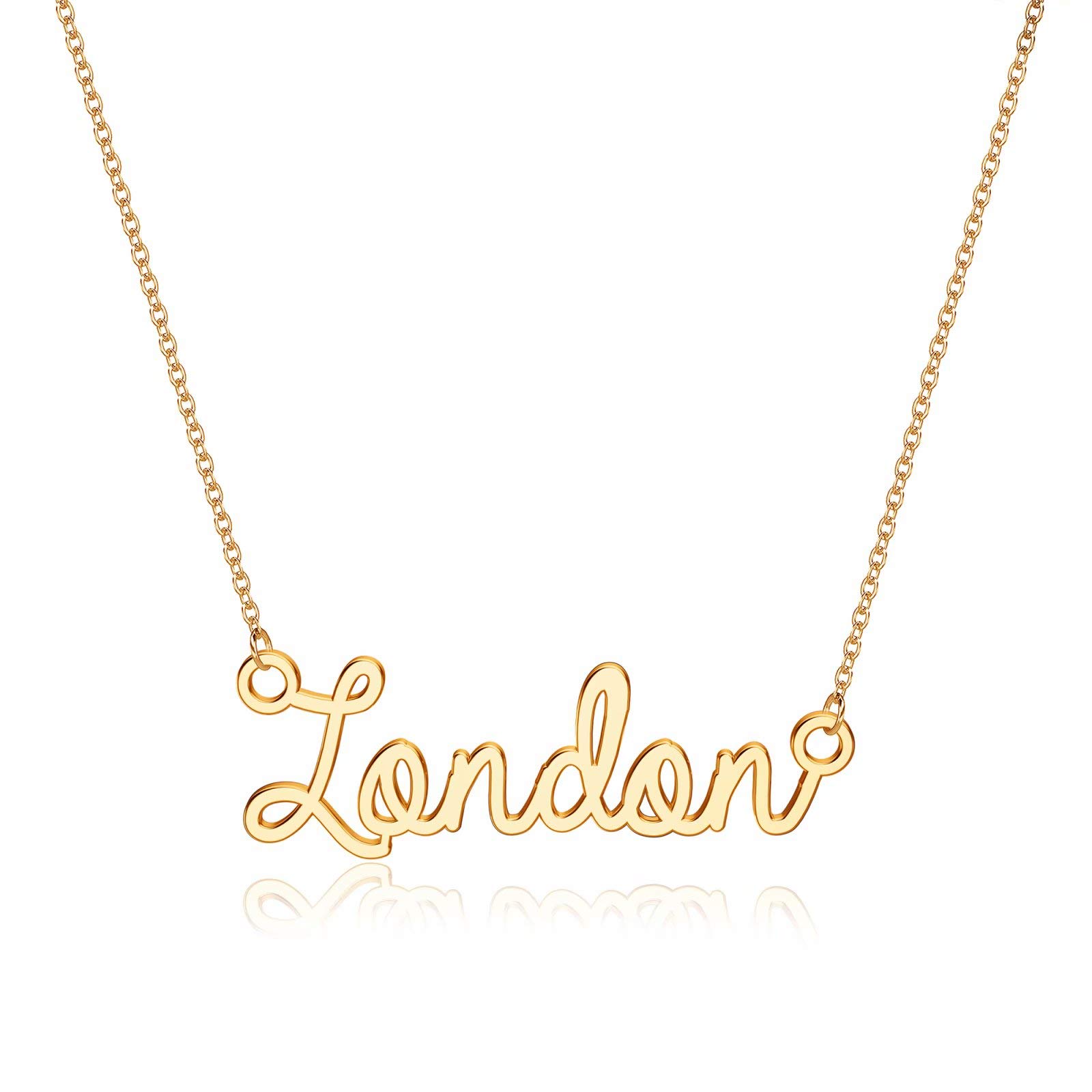 TurandossCustom Name Necklace Personalized, 14K Gold Plated Name Pendant Necklace Dainty Name Necklace Personalized Jewelry Gifts for Women