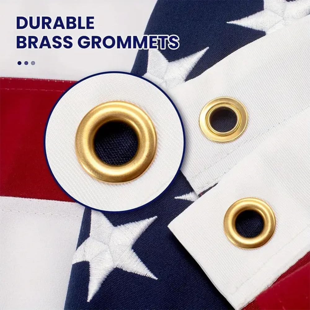 American Flags for Outside 3x5 FT,Heavy Duty Long Lasting Nylon US Flag 3x5 Outdoor,Fade Resistant All Weather USA Flag,Embroidered Stars, Brass Grommets,Premium American Flag 3x5 FT - Image 3