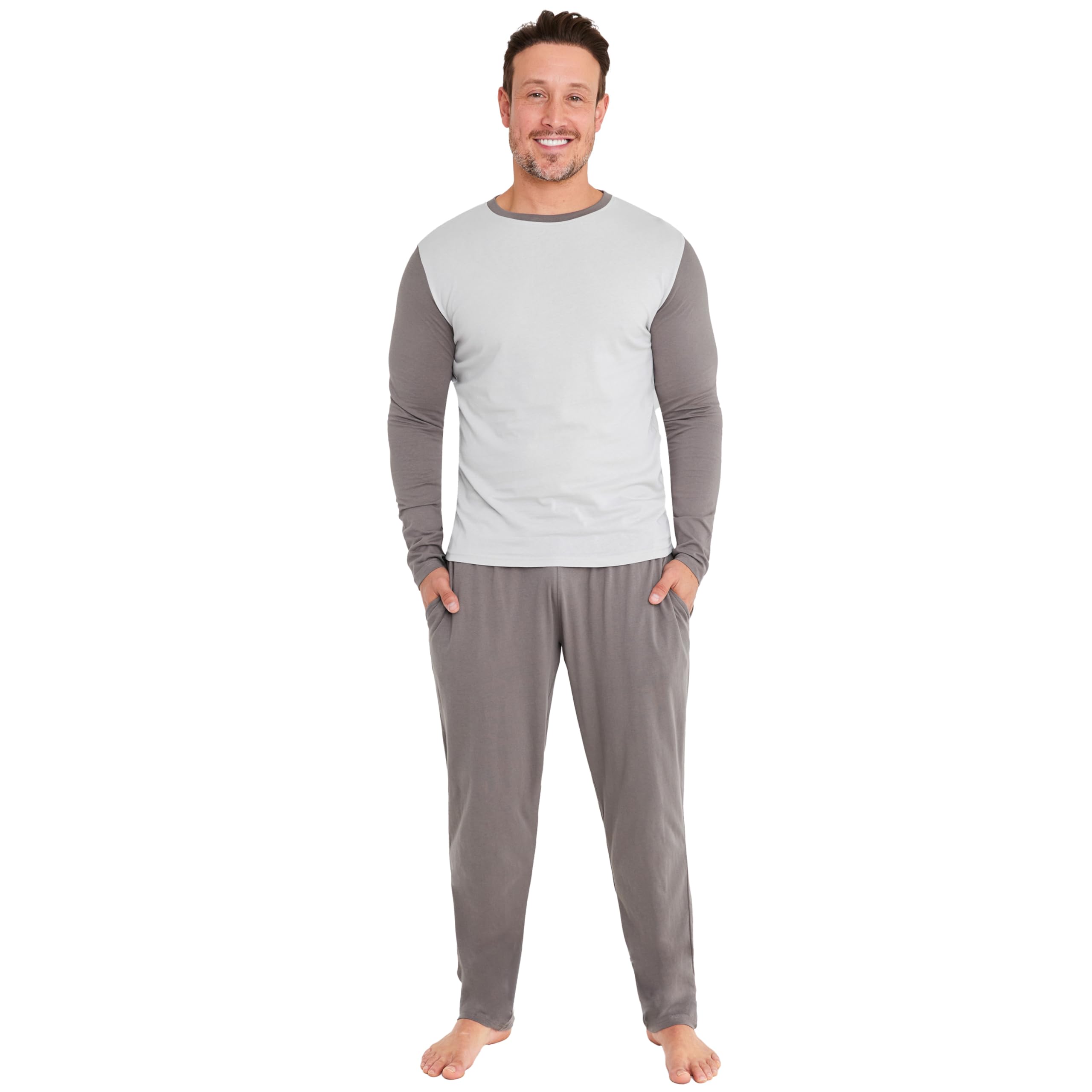 Mens Long Pyjamas Set, Adults Teenagers Soft 2 Piece Loungewear Nightwear Cosy PJs - Gifts for Him